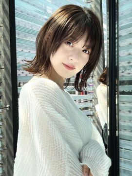 ミンクス 銀座店(MINX) 透明感シルキーベージュ 前髪ピンクベージュインナーグレージュ