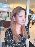 ロングハイトーンベージュミルクティーブラウングラデーション