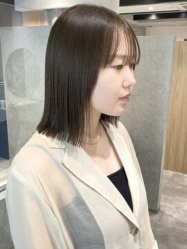 ラミエバイメルト 下北沢(lamie by melt) 花田/ボブ/切りっぱなしボブ/オリーブベージュ/下北沢