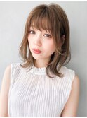 シースルーバングナチュラルカール斜めバング美髪#292f0220