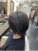 白髪ぼかしコントラストハイライト　イヤリングカラー