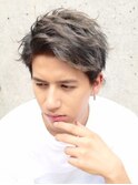 サイドパートショート/アップバング/アッシュブラウンハイライト