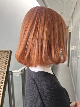 ガルボ ヘアー(garbo hair) #高知 #美容室 #オレンジ #ボブ #ケアブリーチ