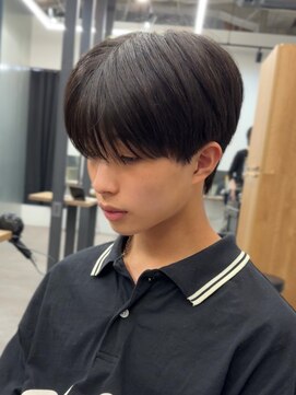 エルマーク 梅田(L-MARK) 黒髪マッシュナチュラルマッシュメンズヘア韓国ツーブロック