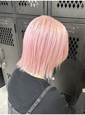ホワイトピンクペールピンクハイトーンカラーケアブリーチボブ