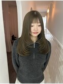 ブリーチなしオリーブベージュ、レイヤーカット