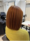 オレンジカラーボブミディアムボブ10代20代