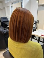 オレンジカラーボブミディアムボブ10代20代