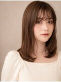 シースルーバング暖色系カラー美髪艶感ストレートX志木30代40代