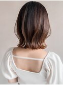 こなれヘア結べるボブイメチェンハイライトカラー外ハネボブ