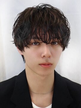 オーシャントーキョー 仙台(OCEAN TOKYO) シャドウパーマ黒髪ショートマッシュミニウルフツーブロック