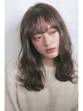 ソウス(SOURCE) 暗めカーキグレージュゆるふわセミロング【SOURCE佐藤和弥】
