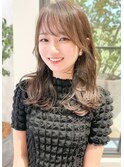 大人可愛い20代30代40代小顔フェザーバング韓国風マロンベージュ