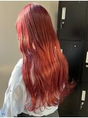 4558ニュアンスカラーカシスレッド艶髪ハイトーンカラーロング