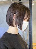 前下がりボブ切りっぱなしミニボブショートイルミナカット調布