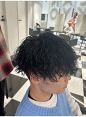 波巻きマッシュ(刈り上げツーブロック黒髪パーマ)