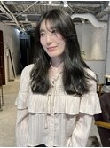 【中澤彩乃】韓国ワンホンヘアくびれミディアムオリーブベージュ