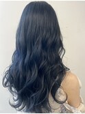 ブルーブラックミディアムロング10代20代30代40代