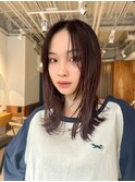 顔周りレイヤーカットくびれヘアミルクティーベージュカラー韓国
