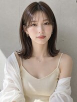 ノア 三宮店(NOA)&nbsp;【NOA】韓国くびれミディ×シースルーバング×ブラウンベージュ