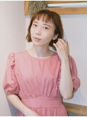 短めレングスながらも可愛らしさを兼ね備えたボブ