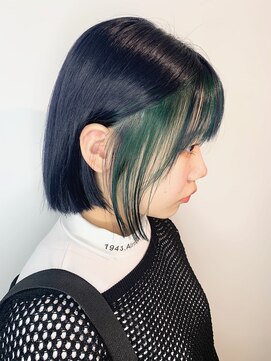 イズ(iss) 【ダブルカラー/フェイスフレーミング】ネイビー+グリーン