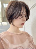 ショート 姫カット ダークアッシュ 魅力倍増カール シアーカラー