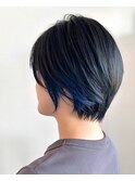 【ネイビーブルーイヤリングカラー】ショートヘア