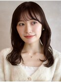 デジタルパーマ風巻き髪　ミディアム　ブラウンベージュ