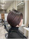 ピンクグレージュ ショートヘア 髪質改善 奈良 桜井