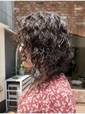 【白石】ボブレイヤースパイラルパーマカーリーヘアウェーブ原宿