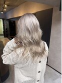 バレイヤージュ、ハイライト、レイヤーロング、グレーベージュ