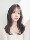 ミディアムヘア暗めカラーデザインカラーフェイスフレーミング