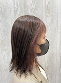 ミディアムヘアー×フェイスフレーミングピンクベージュ