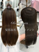 ハピネス 梅田茶屋町店(HAPPINESS)&nbsp;オリーブブラウン/ブリーチなし/髪質改善/艶髪/レイヤーカット