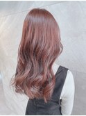 ブリーチなし/透明感/ピンクベージュ/小顔/レイヤーワンホンヘア
