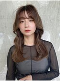 ワンカールレイヤーロンググレージュくびれ韓国風ウェーブ