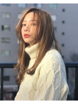 アボヘアー(Abo hair) 20代30代40代センターパート×ショコラアッシュ