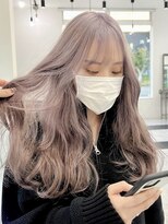 ラフヘアデザイン(Raf hair design)&nbsp;バレイヤージュコントラストハイライトミルクティーベージュ