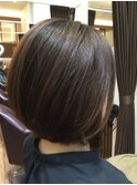 ナチュラルダークグレージュ艶カラーボブスタイル20代30代40代