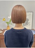ピンクベージュダブルカラーミニボブ透明感小顔ケアブリーチ