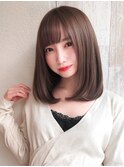 小顔前髪可愛いナチュラルワンカールストレートミディアムボブ