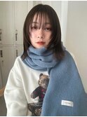 ミディアムレイヤーカット シースルーバング オリーブブラウン