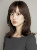 セミロング20代30代ストレートレイヤー前髪なし前髪あり越谷
