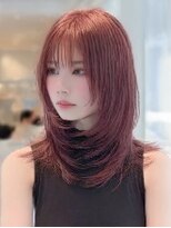 ダル 渋谷/表参道(DAL.)&nbsp;ボルドーカラー艶カラーレイヤーカット顔周りレイヤー