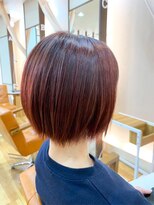 アビエクレール 河内花園(abije claire) 艶感ショートボブ×チェリーブラウン【河内花園駅】