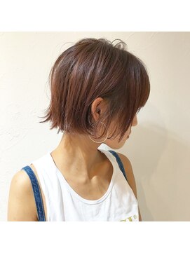 レンク(LENC) Coast.レッドベージュ×切りっぱなしミニボブ×ショート