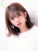 毛先パーマネオウルフ小顔外ハネボブアッシュブラウン