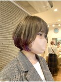 グレージュ&パープルボブ