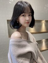 アイヴィー(IVY)&nbsp;韓国ボブタッセルカット大人ガーリーワンカールボブ黒髪ボブ